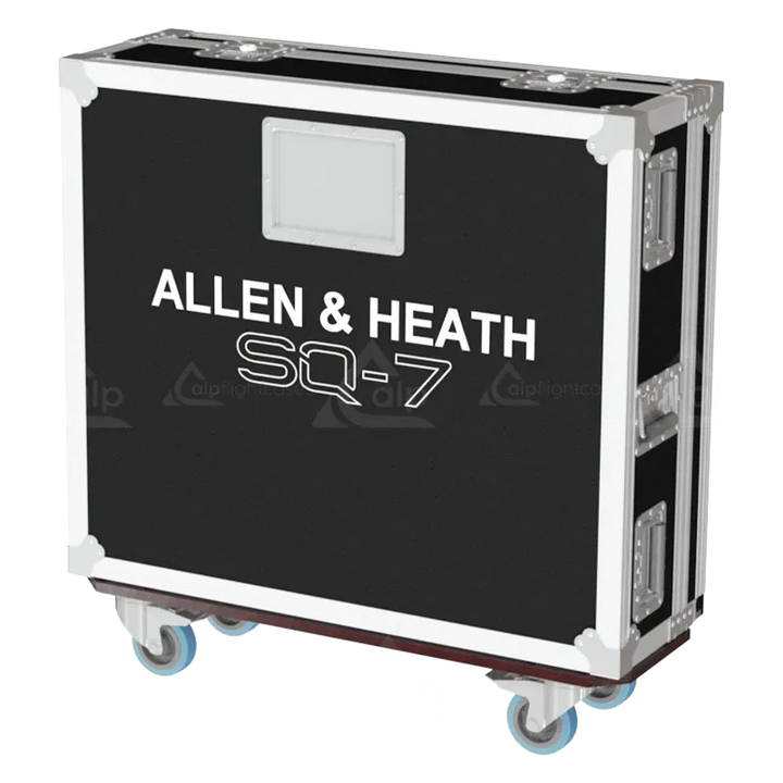 Allen & Heath SQ-7 Series III Case with Doghouse and Wheels lateral side view flight case