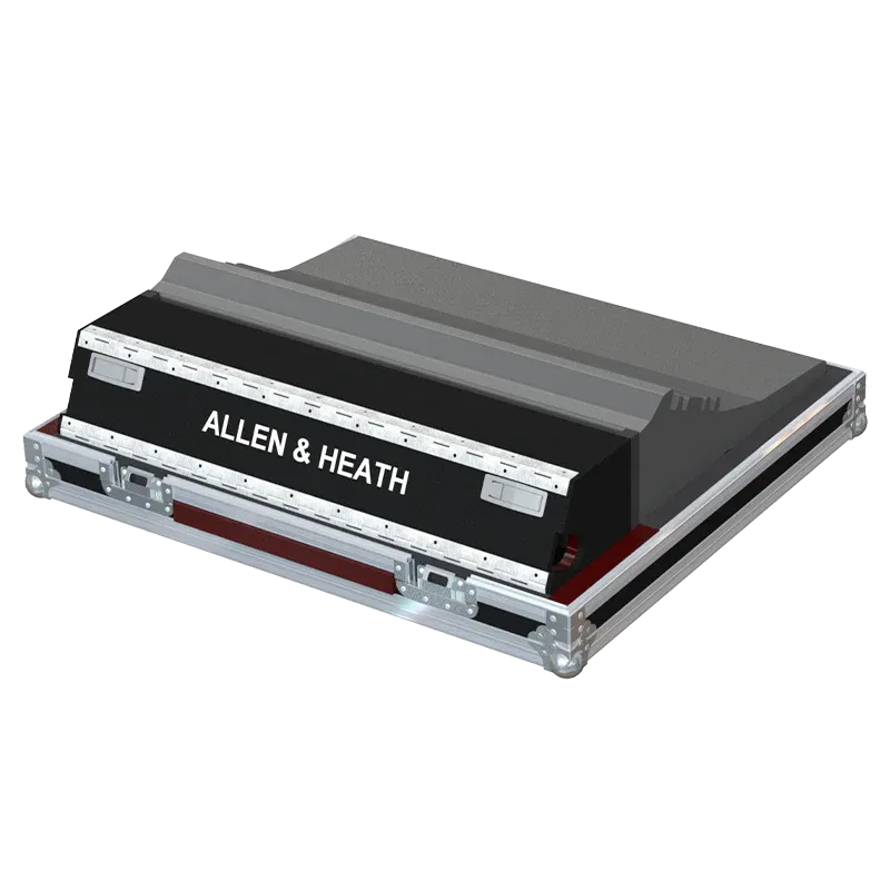 Allen & Heath SQ-7 Series III Case with Doghouse and Wheels back side lateral view
