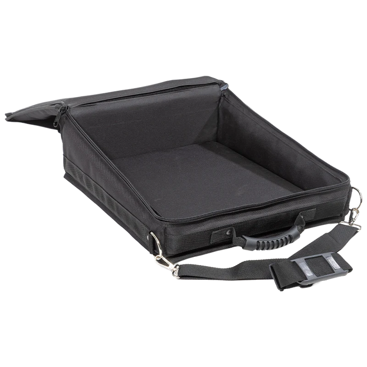 Interior view revealing the premium double 11mm foam padding and 3mm rigid hardboard insert engineered to protect console faders