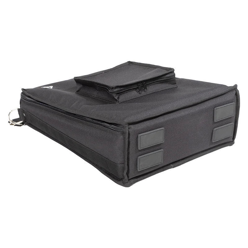 Side profile view of the mixer bag highlighting the ergonomic carrying handle and heavy-duty shoulder strap