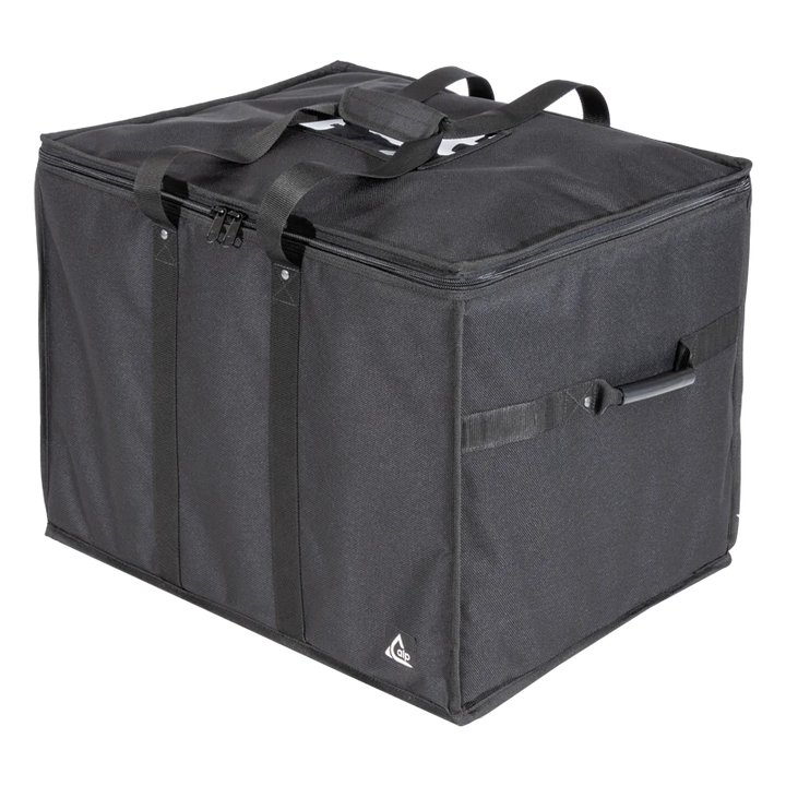 Front left view of the ALP Bag for 16 Table Lamps showing 10mm ZIP closure, tube handles and carrying handle