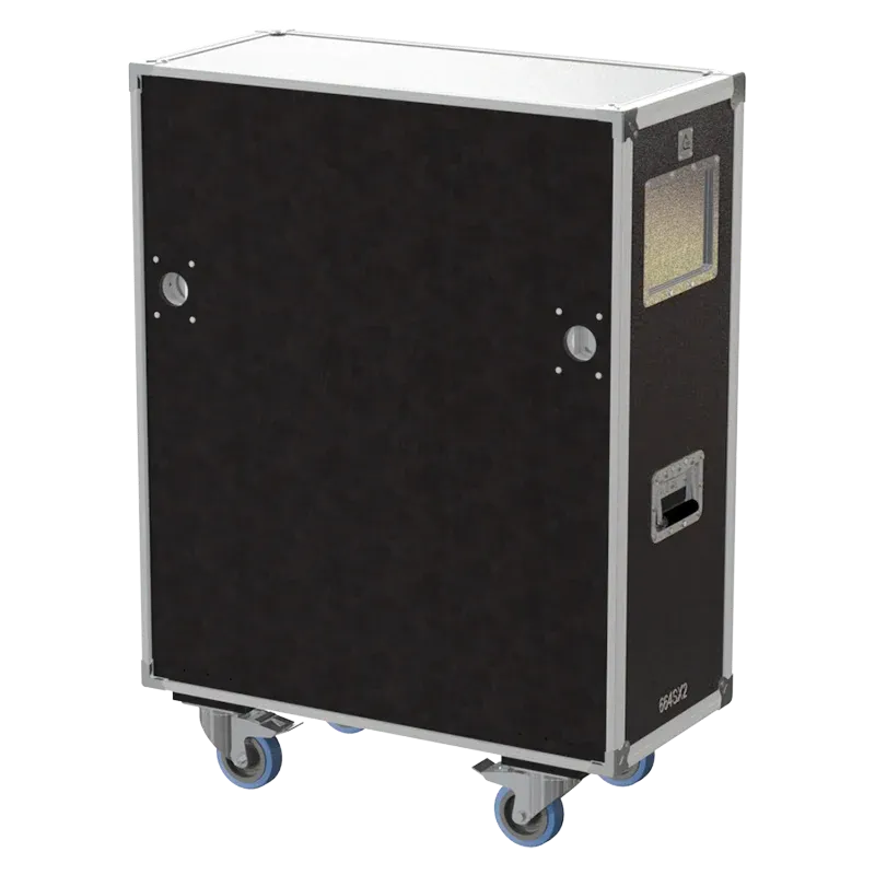 Front right view of the ALP Flight Case LPR4S009R for 4x Robert Juliat 614 SX fixtures and clamps