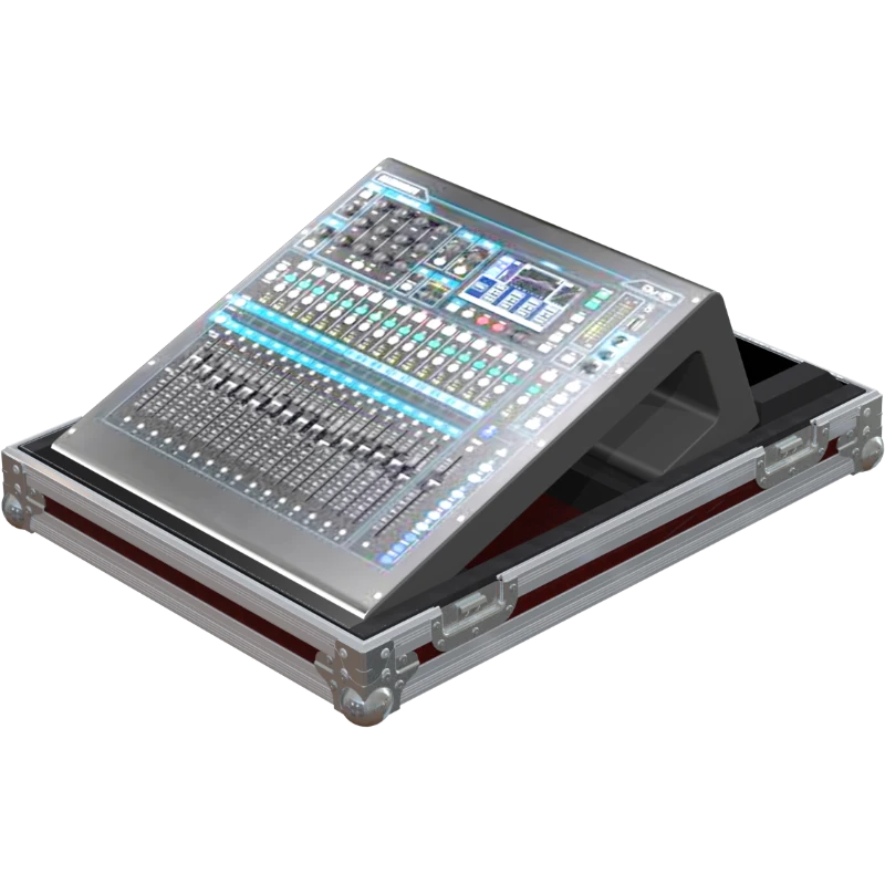 Open ALP Flight Case with the Allen & Heath QU-16 Serie II mixing console positioned inside