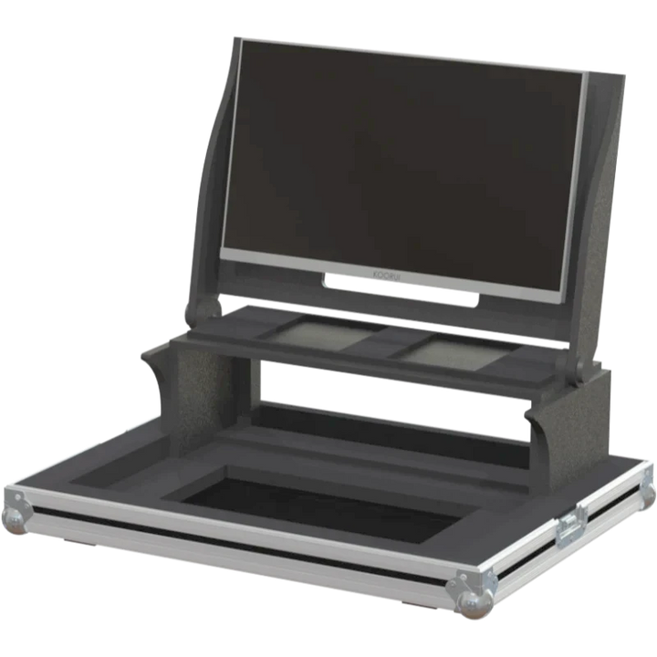 Open view of the ALP Flight Case with ATEM Television Studio HD8 and 2x HyperDeck positioned inside