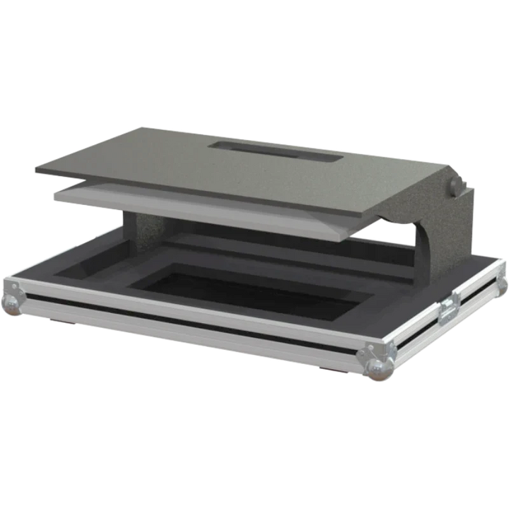 Top open view of the ALP Flight Case for ATEM Television Studio HD8 and 2x HyperDeck showing internal organization for video production equipment