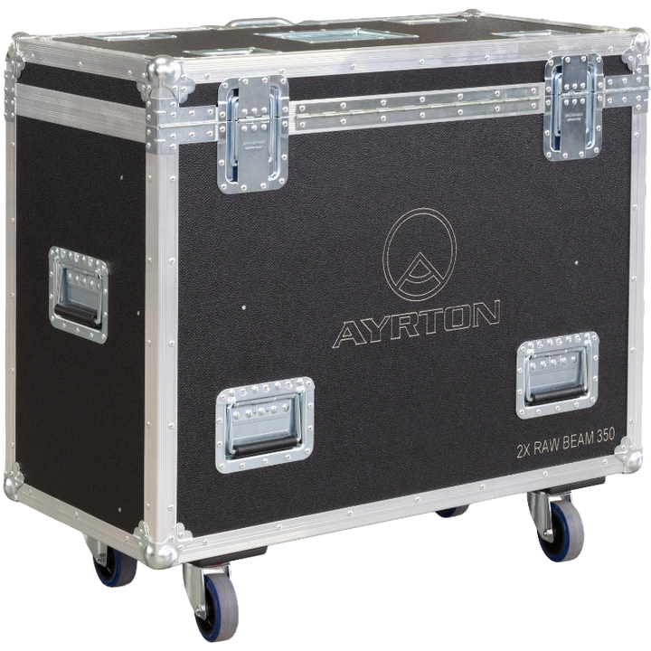 Rear view of the ALP Flight Case for 2x Ayrton RawBeam 350 showing reinforced case construction and touring hardware
