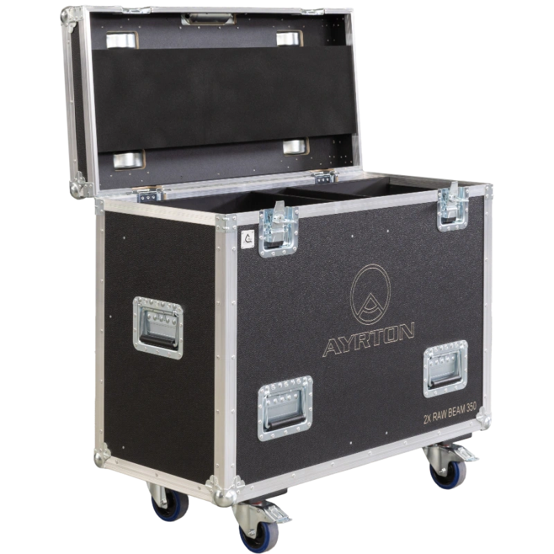 Open empty view of the ALP Flight Case for 2x Ayrton RawBeam 350 showing HD foam and internal fixture compartments