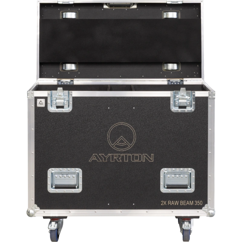 Open empty view of the ALP Flight Case for 2x Ayrton RawBeam 350 showing HD foam and internal fixture compartments