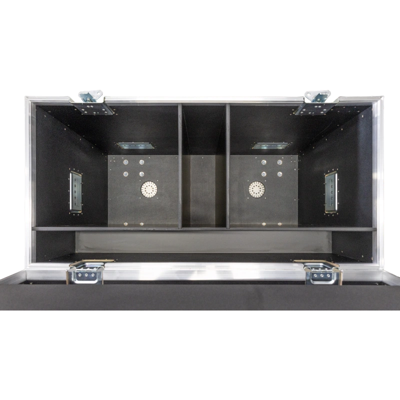 Top open view of the ALP Flight Case for 2x Ayrton RawBeam 350 showing internal organization and protective foam layout