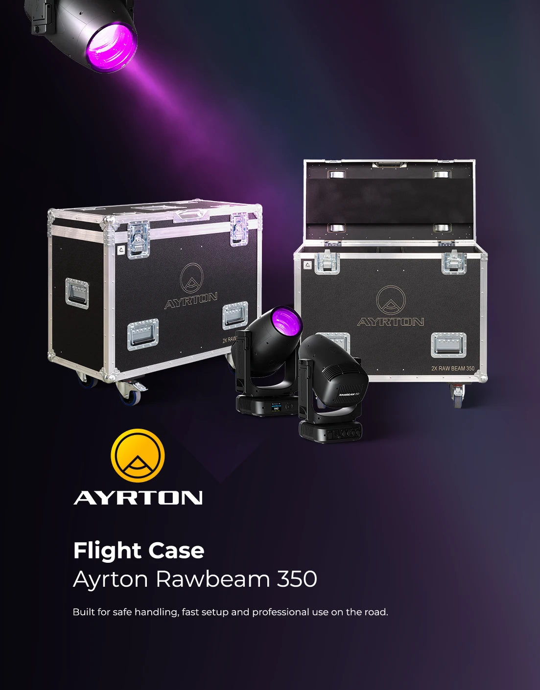 Open empty view of the ALP Flight Case for 2x Ayrton RawBeam 350 showing HD foam and internal fixture compartments wallpaper mobile