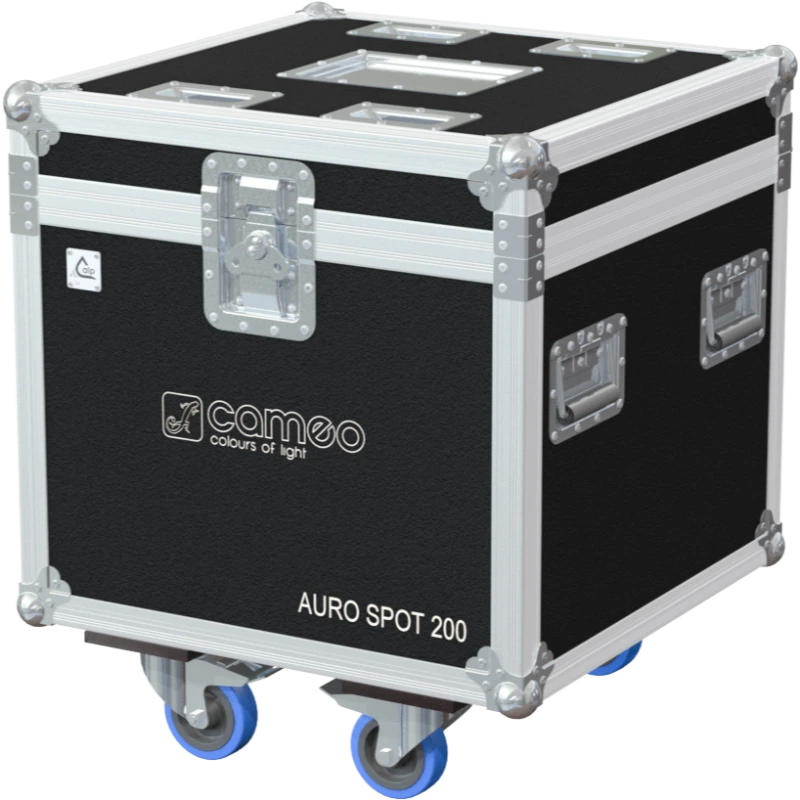 Front right view of the ALP Bag for 2x Cameo AURO SPOT 200 featuring padded protection, reinforced handles and durable fabric construction

