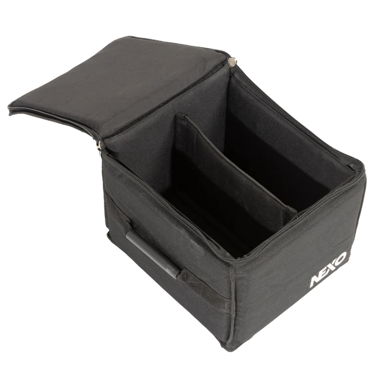 Open empty view of the ALP Protective Bag for 2x NEXO ID24T showing the padded interior and custom-fit design