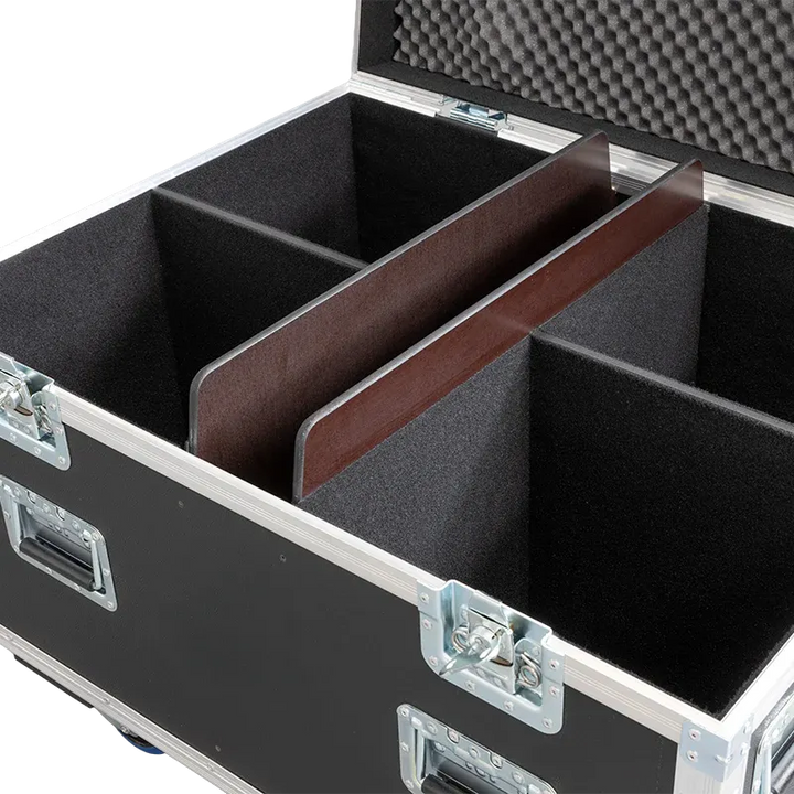 Top open view of the ALP Bag for 4x Cameo FLAT PRO 18 G2 showing the internal compartment layout for secure LED PAR fixture protection