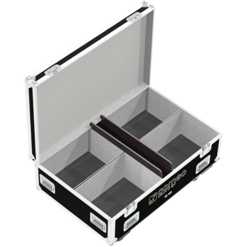 Open empty view of the ALP Bag for 4x Cameo TS 100 WW showing the padded internal compartments for four fixtures

