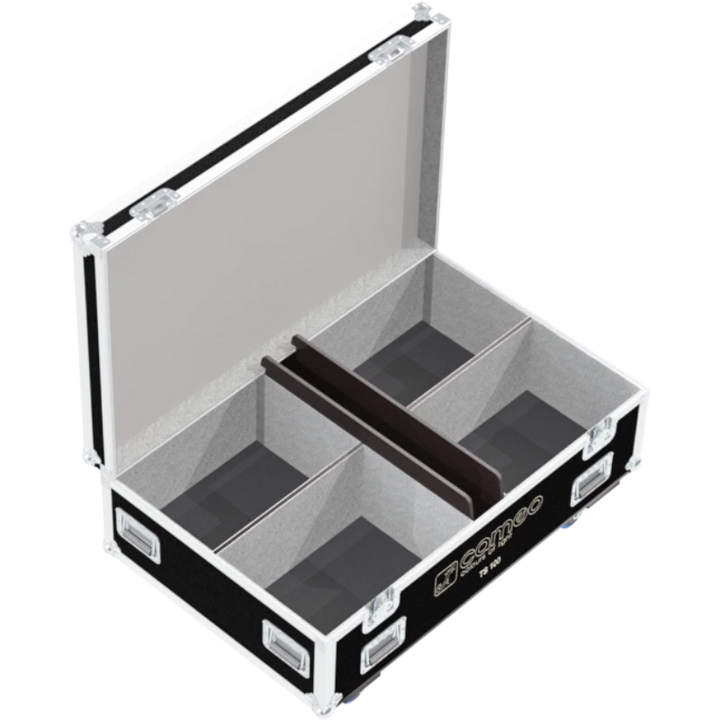 Open empty view of the ALP Bag for 4x Cameo TS 100 WW showing the padded internal compartments for four fixtures
