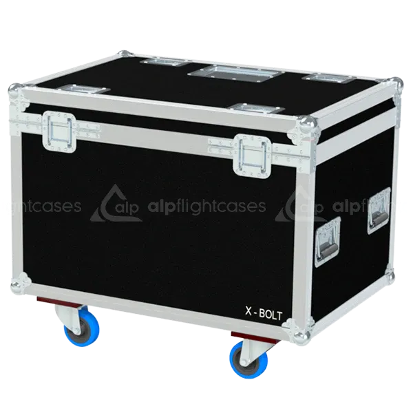 Rear view of the ALP Flight Case for 4x Blinder LEDING X-Bolt showing reinforced corners and professional case hardware