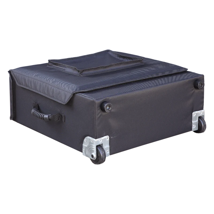Bottom view of the ALP Bag for Bottles with Trolley showing recessed corner castors and rubber feet