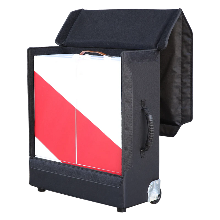 Open view of the ALP Bag for Bottles with bottles positioned inside the protective trolley bag