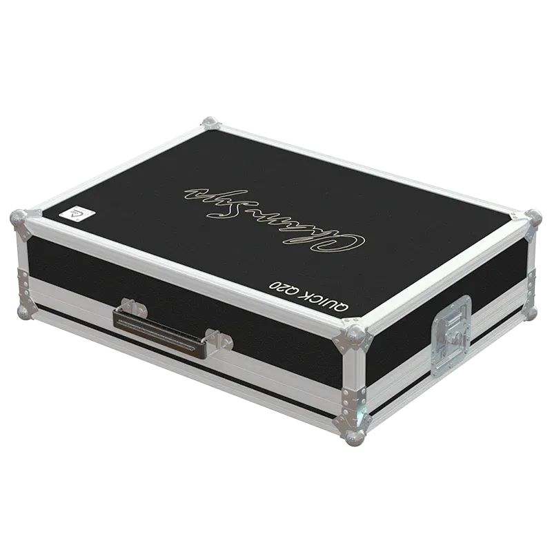 Front right view of the ALP Flight Case CLP077 for ChamSys Quick Q20 with PVC finishing