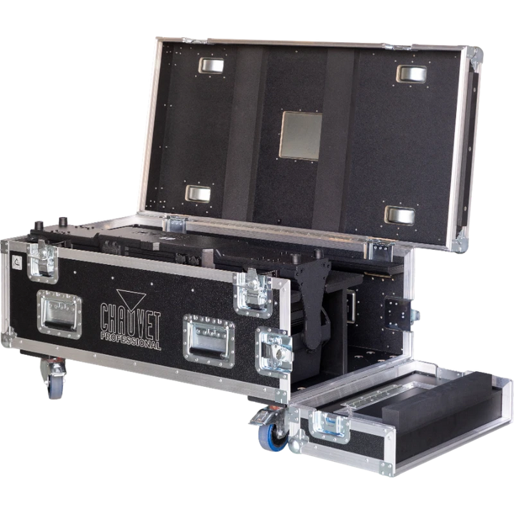 Open view of the ALP Flight Case with 2x Chauvet Colorado PXL Curve 5 fixtures positioned inside the HD foam protective layout 2