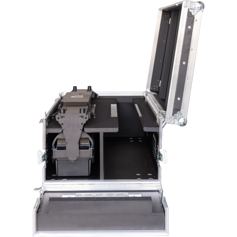Open view of the ALP Flight Case with 2x Chauvet Colorado PXL Curve 5 fixtures positioned inside the HD foam protective layout