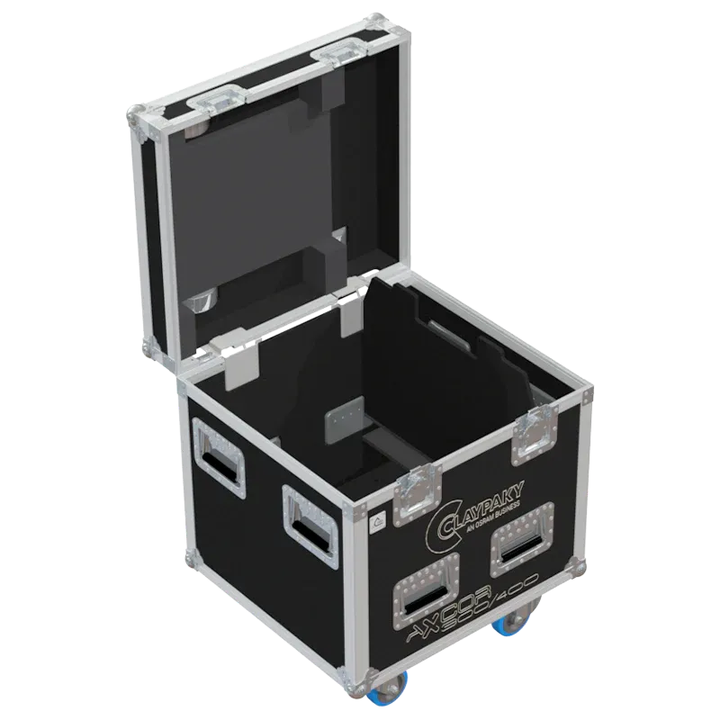 Open empty ALP Flight Case LMH1P004R designed for the CLAY PAKY AXCOR 300 / 400