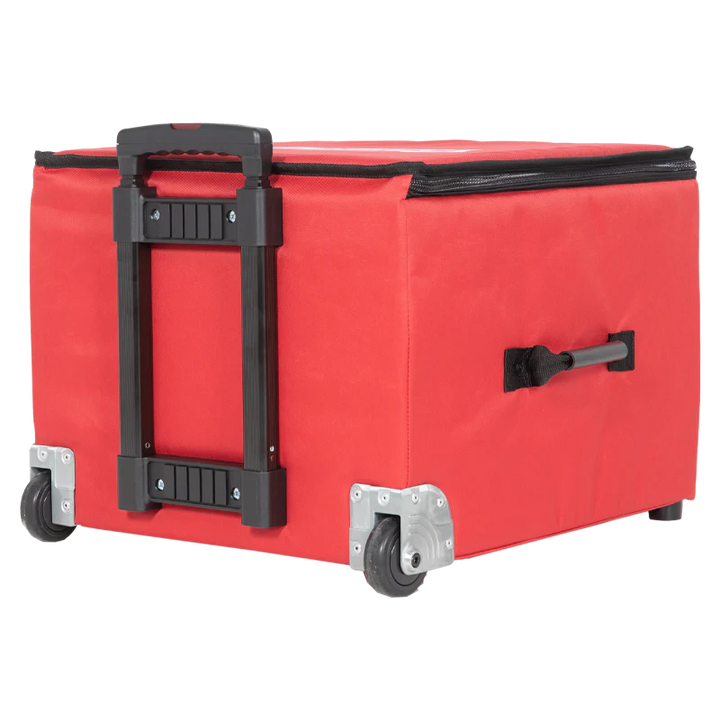 Rear view of the ALP Bag for Coated Display Stand showing trolley system and reinforced Cordura construction