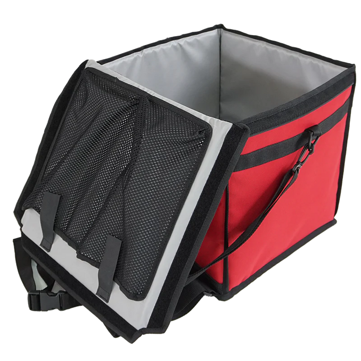 Open bag with rear view of the ALP Custom Thermal Bag showing 1500D Cordura exterior and professional reinforced construction