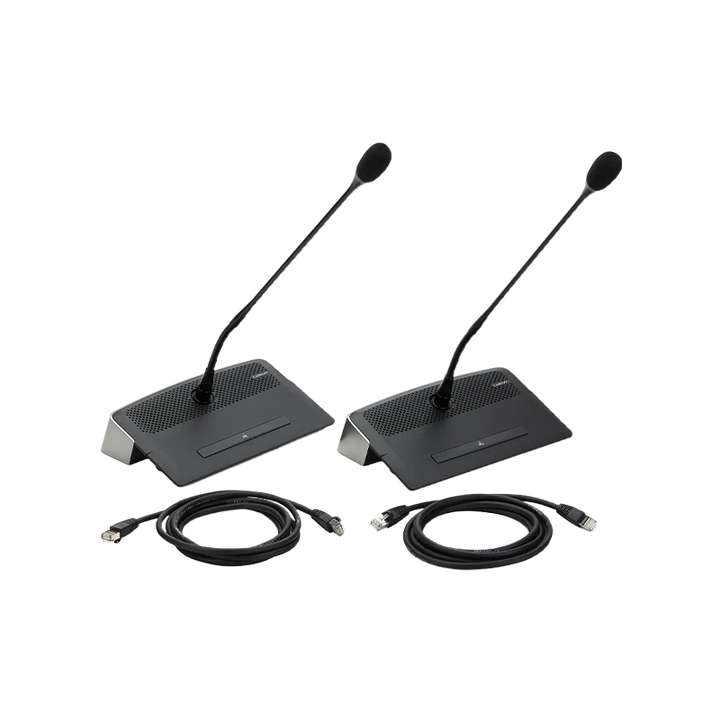 Standalone view of ten Televic D-Cerno DL/CL conference units and cables