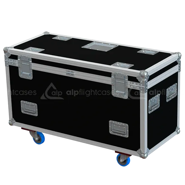 Rear view of the ALP Flight Case for 12x Showtec Sunstrip Highlite Active MKII showing reinforced protective structure and touring hardware