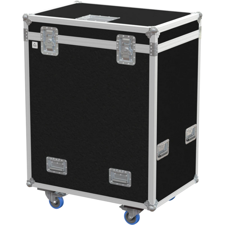 Front right view of the ALP Flight Case for 16x Chauvet COLORdash Batten-Quad 12 featuring reinforced touring hardware, butterfly catches and durable construction