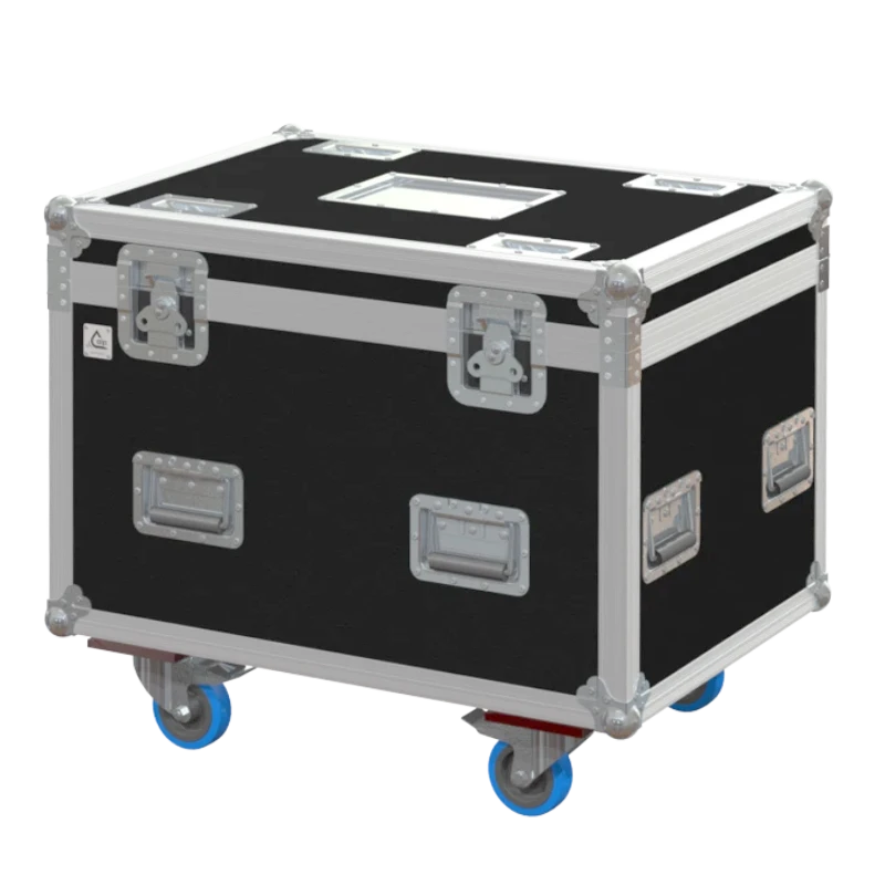 Front view of the custom ALP Flight Case for 20x Shure Microflex Complete Wireless conference units