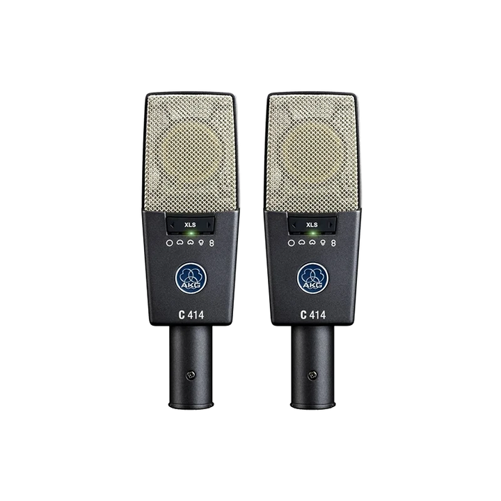 Standalone view of two AKG C-414 XLS matched pair microphones