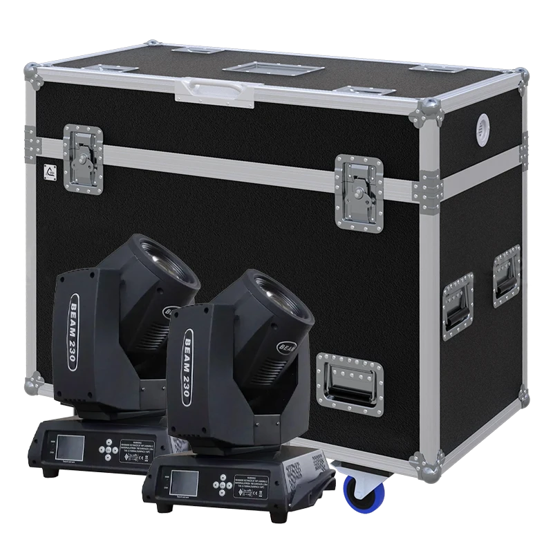 Standalone view of two Beam 230/260/5R/7R moving head fixtures