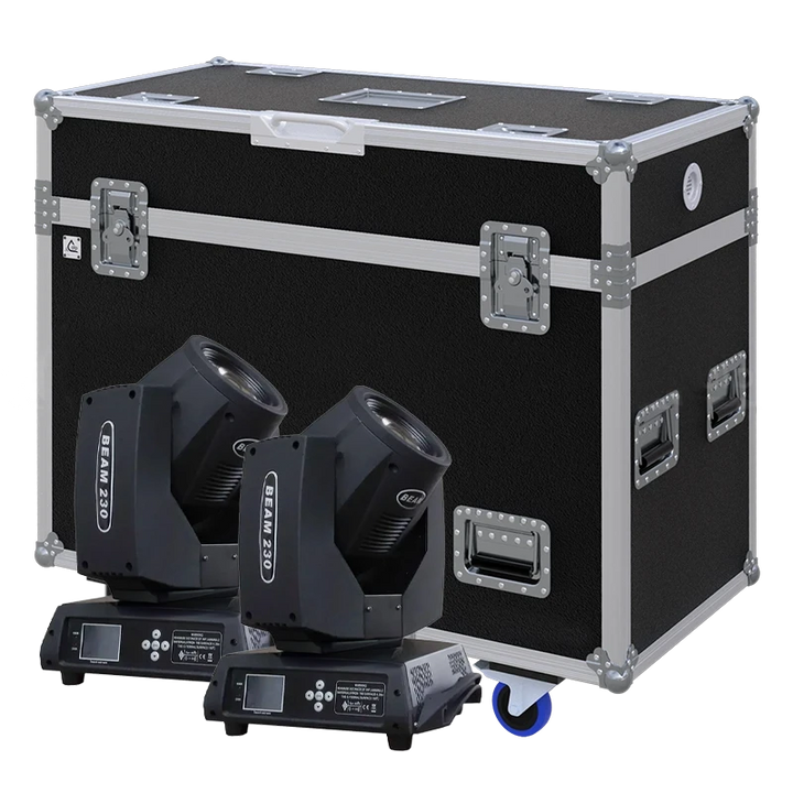 Standalone view of two Beam 230/260/5R/7R moving head fixtures