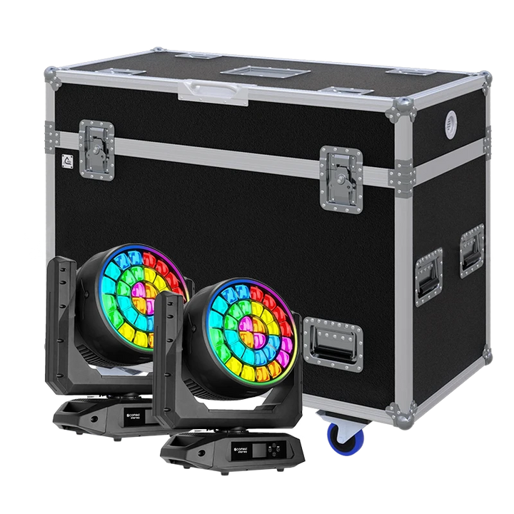 Standalone view of two Cameo OTOS W12 professional lighting fixtures