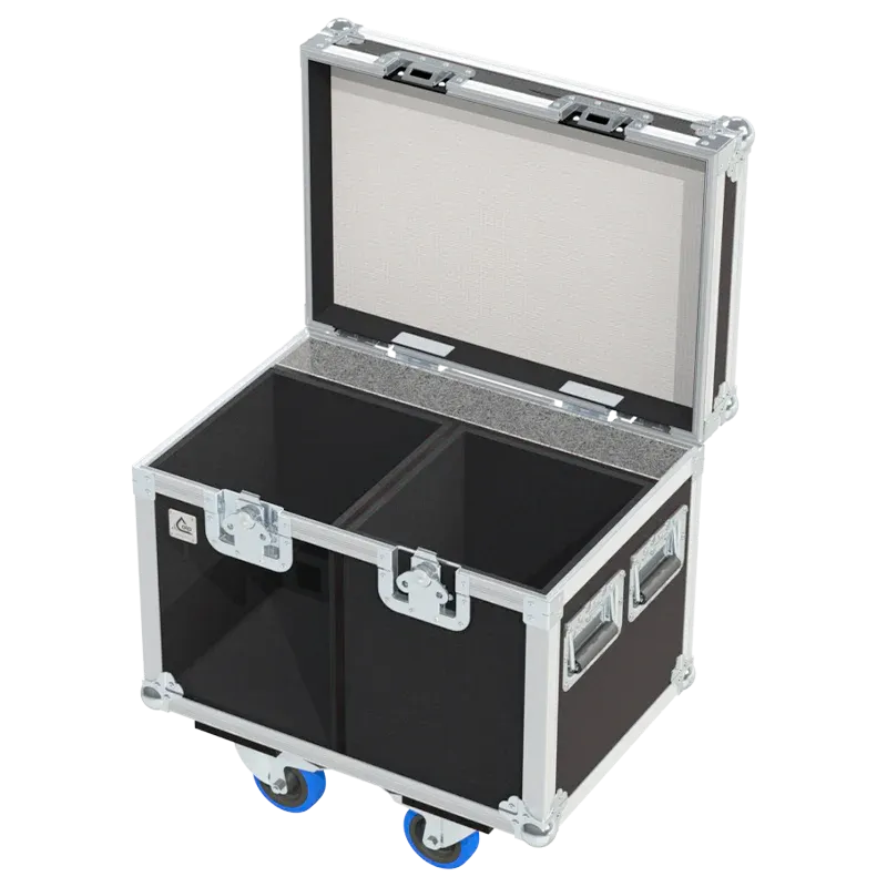 Open empty view of the ALP Flight Case for 2x Cameo ZENIT 120 showing the custom protective interior layout
