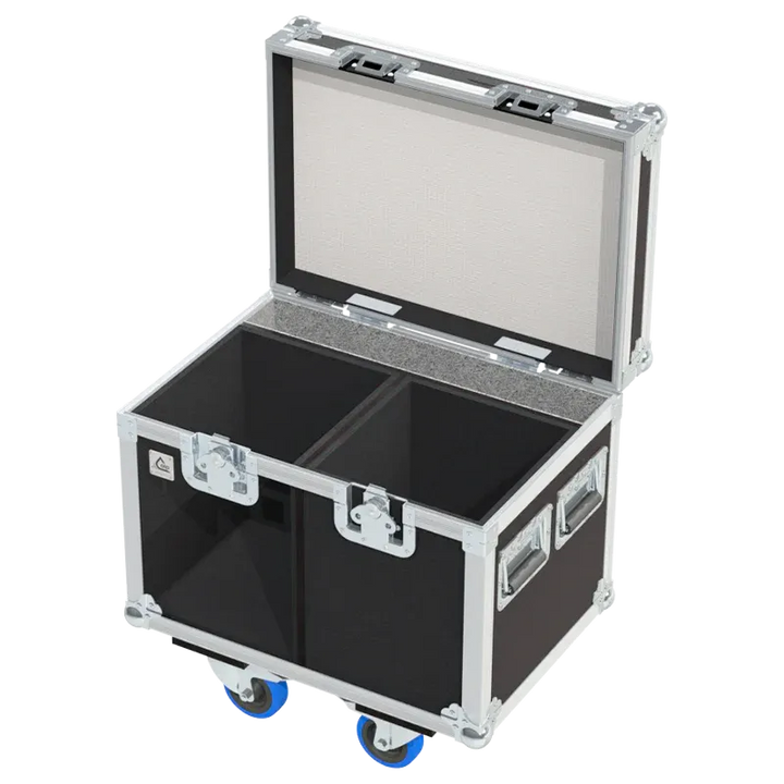 Open empty view of the ALP Flight Case for 2x Cameo ZENIT 120 showing the custom protective interior layout
