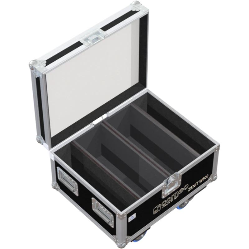 Open empty view of the ALP Flight Case for 2x Cameo ZENIT W600 showing the custom protective interior layout