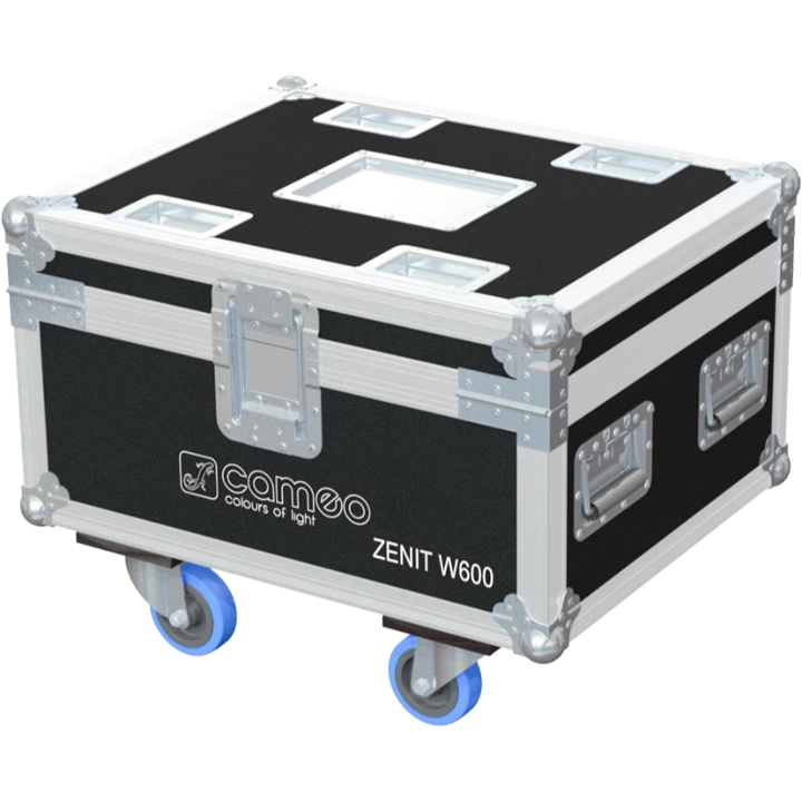 Rear view of the ALP Flight Case for 2x Cameo ZENIT W600 showing reinforced protective structure and touring hardware