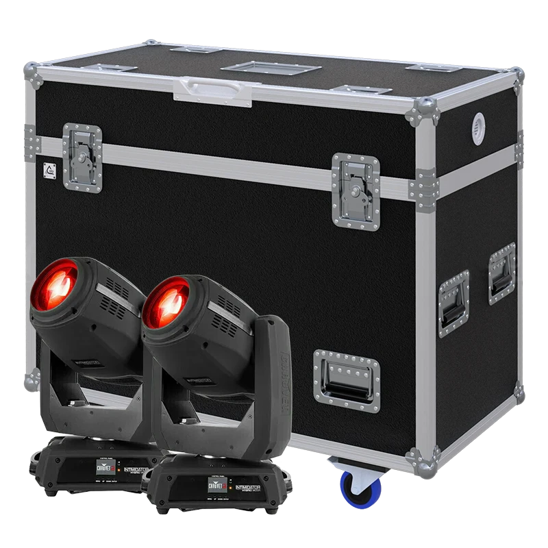 Standalone view of two Chauvet Intimidator Hybrid 140SR moving head fixtures
