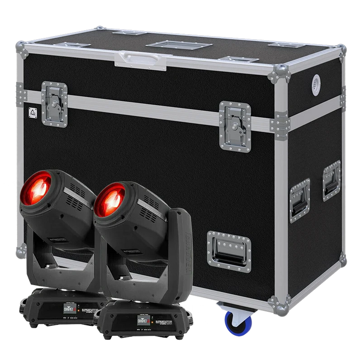 Standalone view of two Chauvet Intimidator Hybrid 140SR moving head fixtures