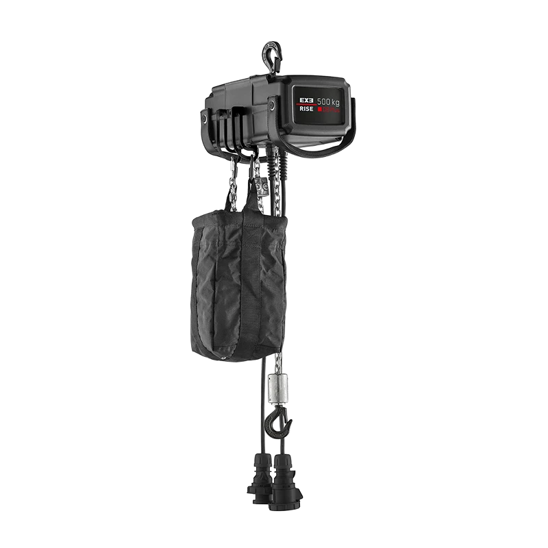 Standalone view of two EXE-Rise D8+ 500Kg DC chain hoists