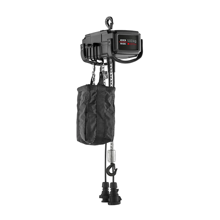 Standalone view of two EXE-Rise D8+ 500Kg DC chain hoists