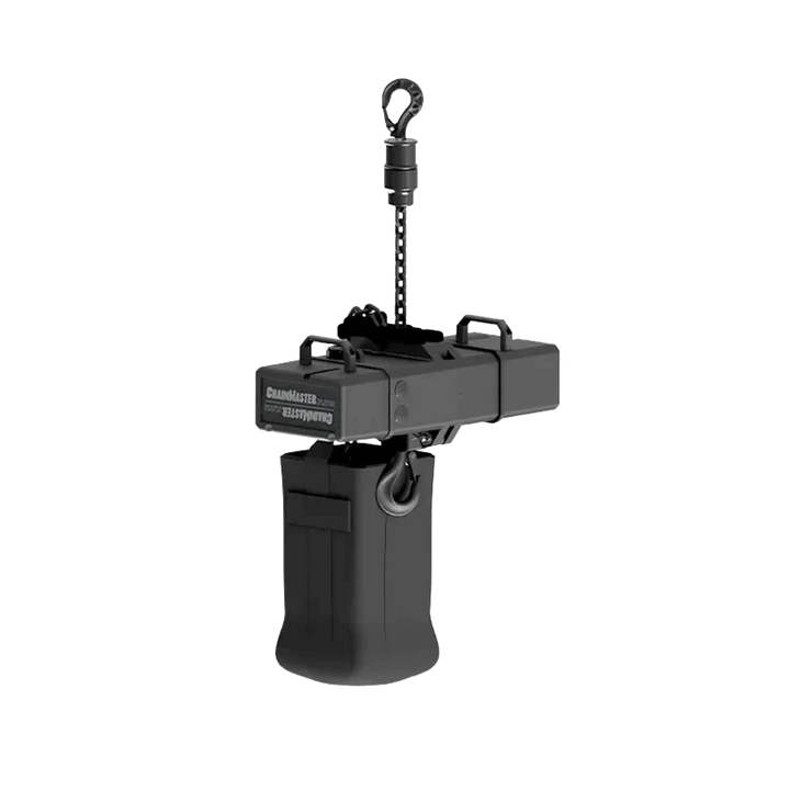 Standalone view of two LIFTKET STAGEKET 500Kg D8+ chain hoists