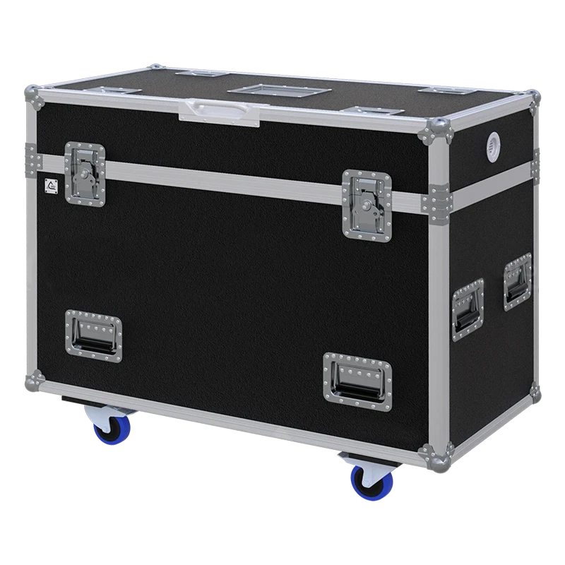 Front view of the custom ALP Flight Case for 2x Prolights Astra Hybrid330 moving head fixtures