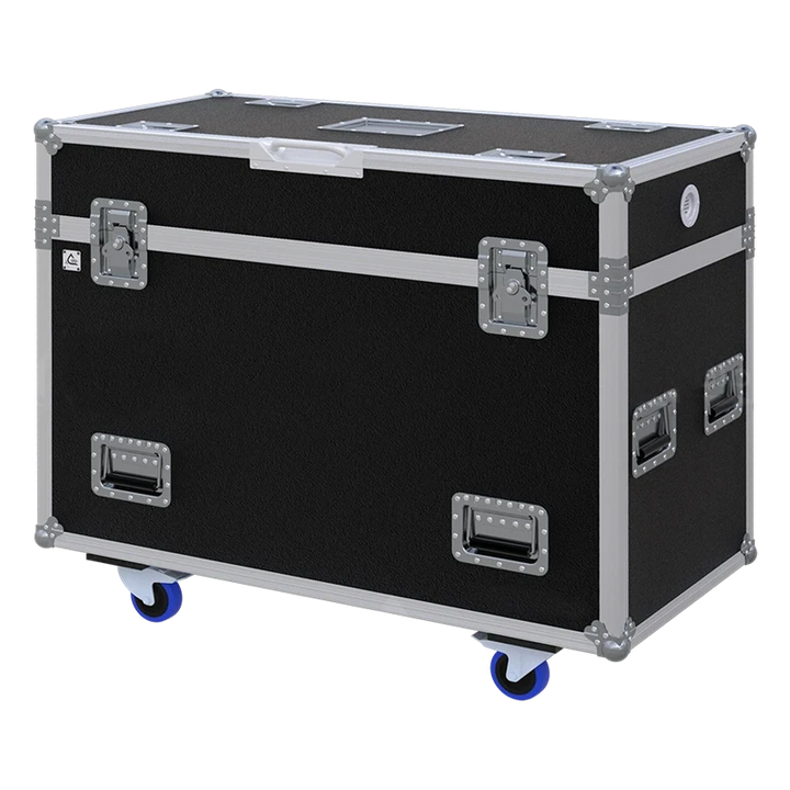 Front view of the custom ALP Flight Case for 2x Prolights Astra Hybrid330 moving head fixtures