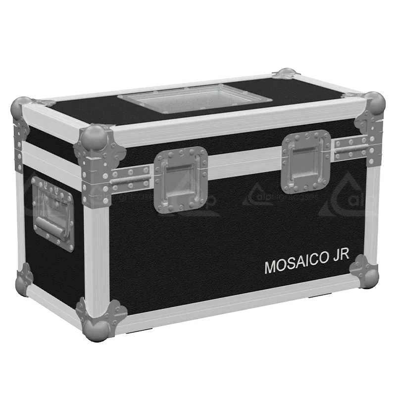 Rear view of the ALP Flight Case for 2x Prolights Mosaico Jr showing reinforced protective structure and touring hardware