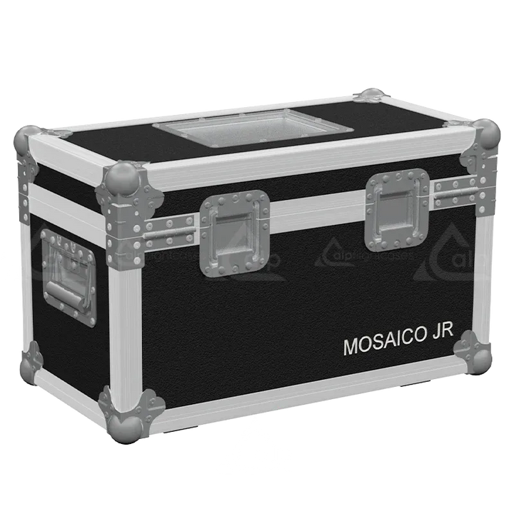 Rear view of the ALP Flight Case for 2x Prolights Mosaico Jr showing reinforced protective structure and touring hardware