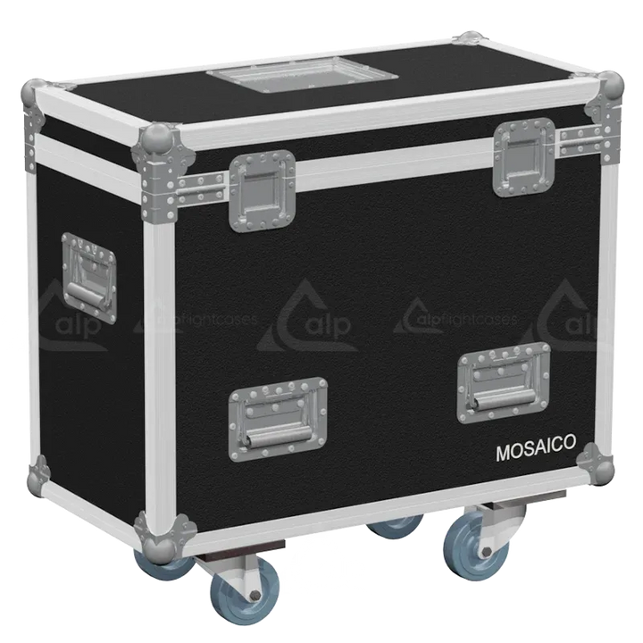 Rear view of the ALP Flight Case for 2x Prolights Mosaico showing reinforced protective structure and touring hardware